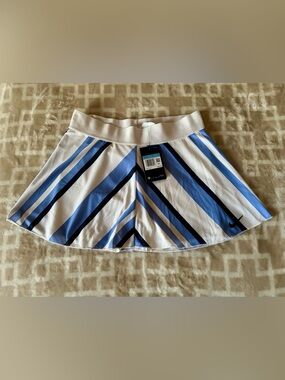 Striped Athletic Skort in White and Blue